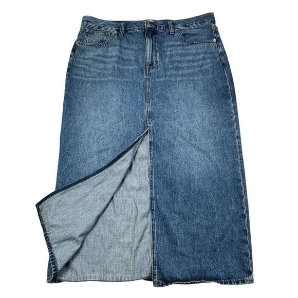Madewell Denim Front Slit Midi Skirt Blue Size 31 - Picture 5 of 9